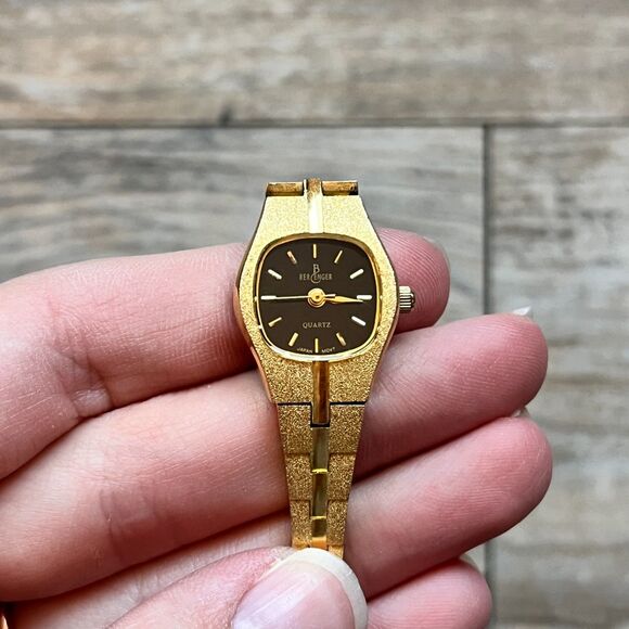 Berenger Vintage Gold Tone Dainty Cocktail Watch Womens Quartz Square Round main image 6